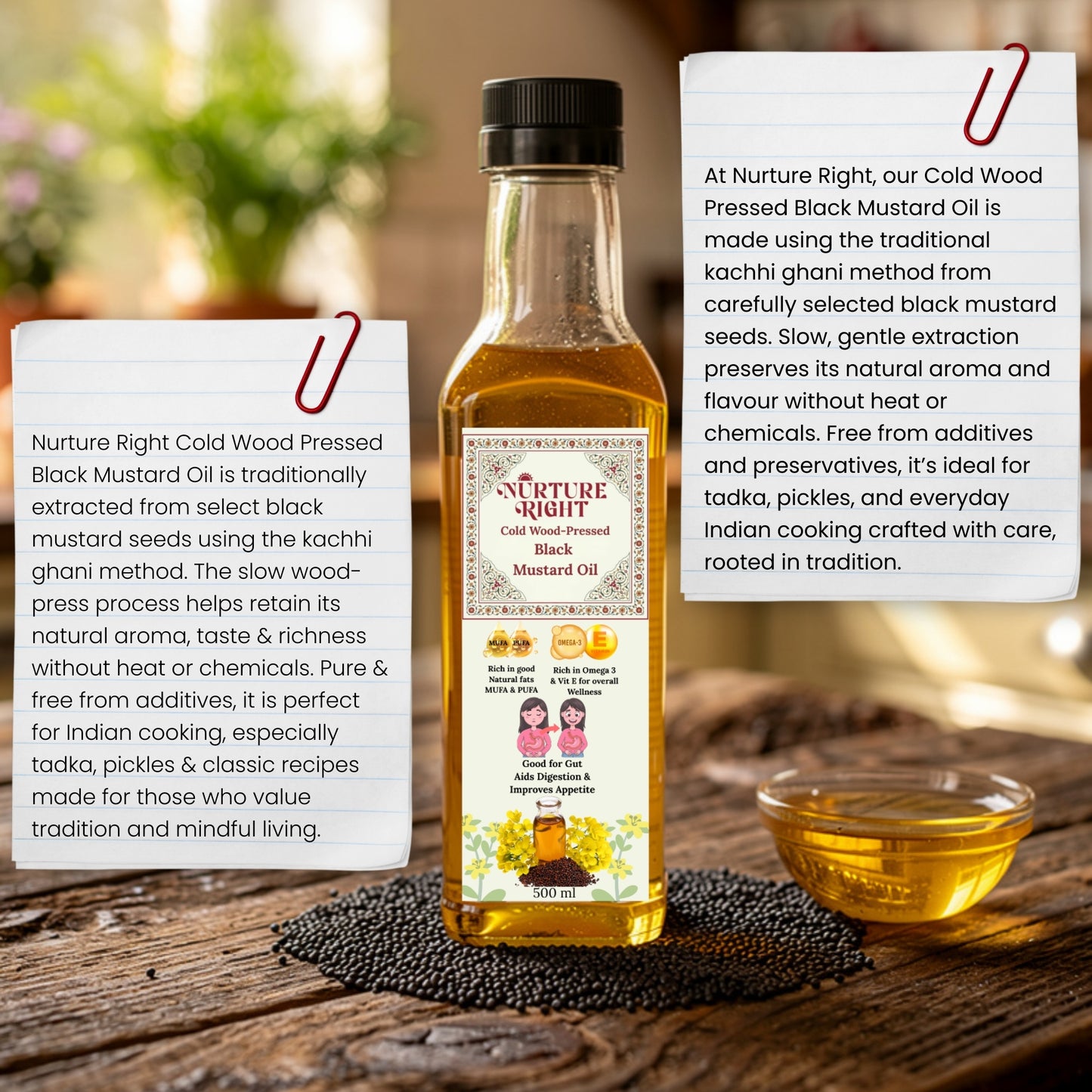 Nurture Right Cold Wood Pressed Black Mustard Oil