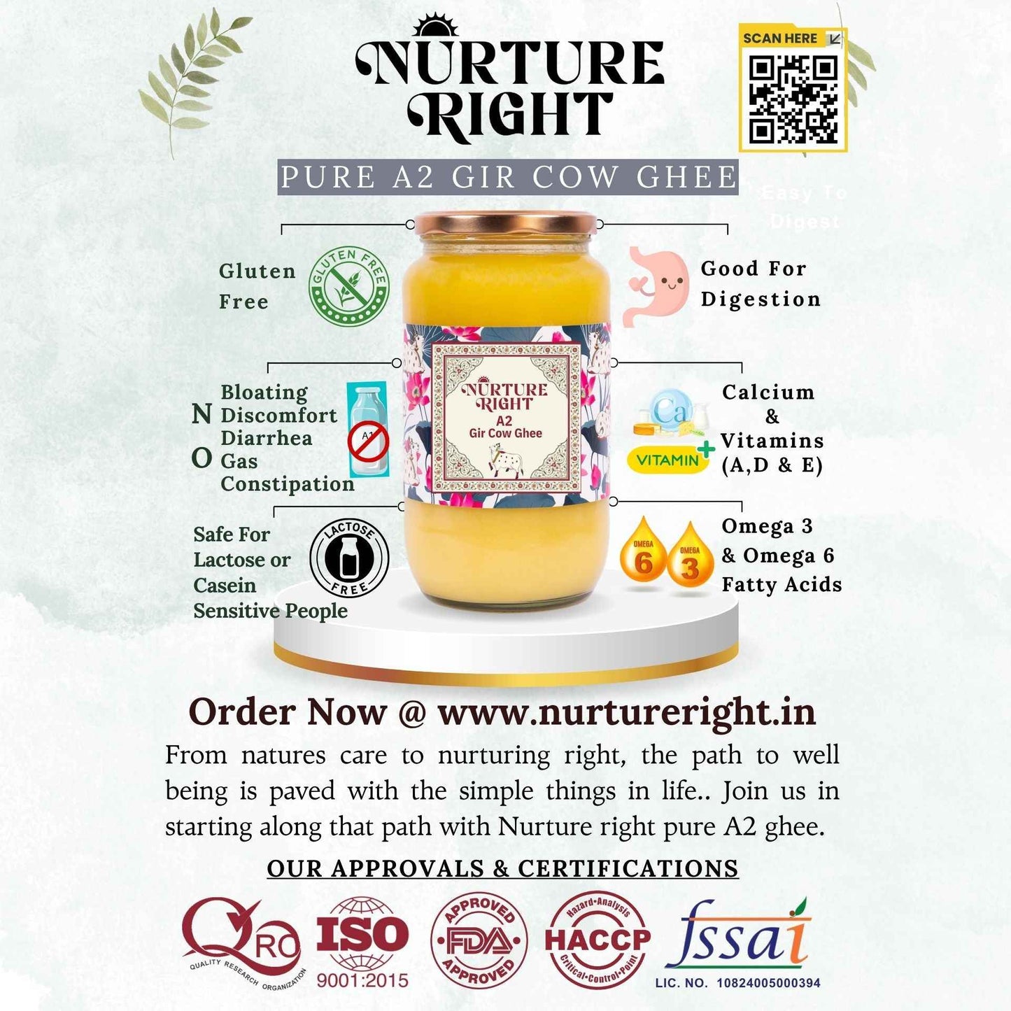 Nurture Right A2 Gir Cow Ghee - Pure and Natural Ghee for Health Benefits