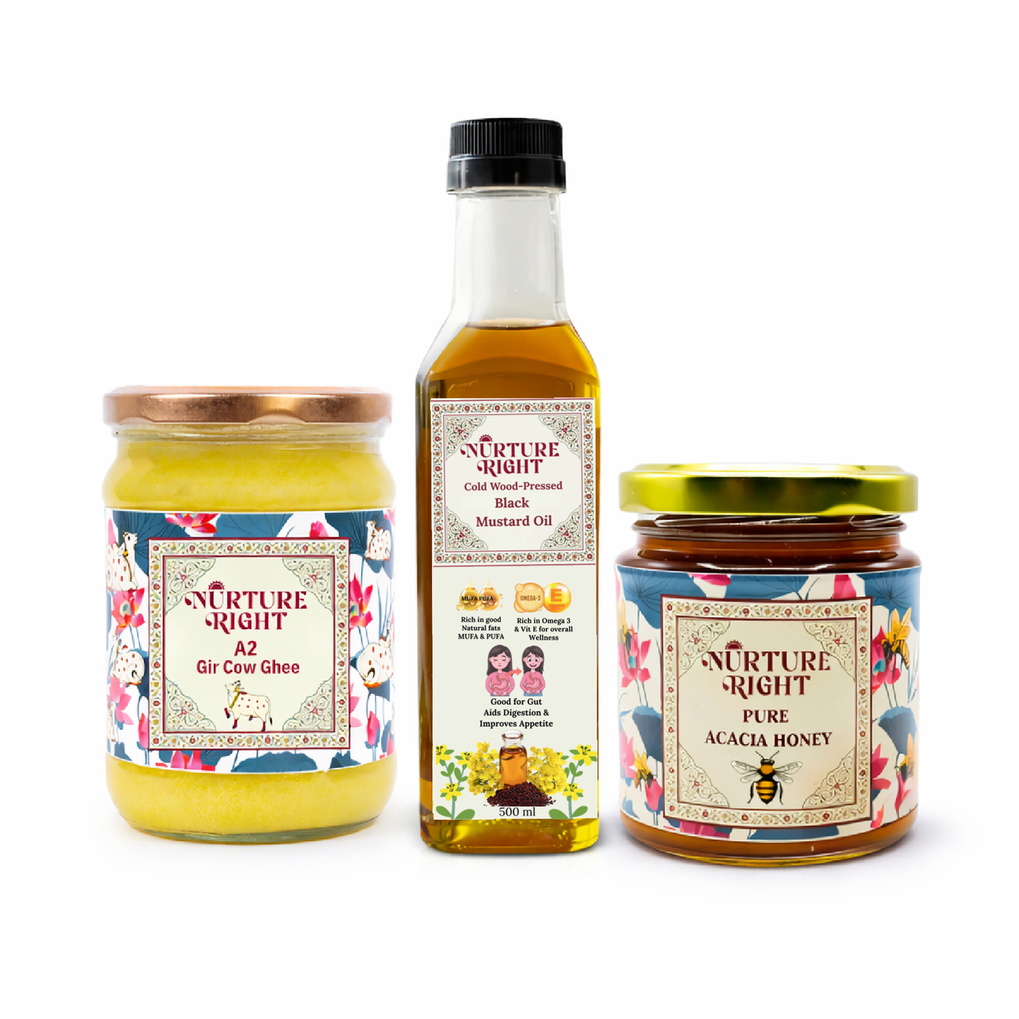 Try the Purity - Our Wholesome Trio (500ML Ghee + Mustard Oil + Honey)