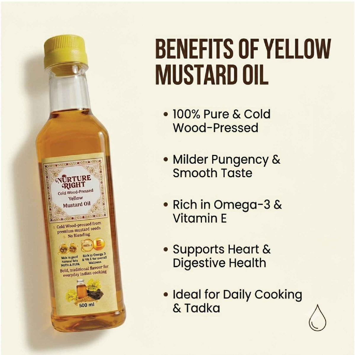 Nurture Right Cold Wood-Pressed Yellow Mustard Oil