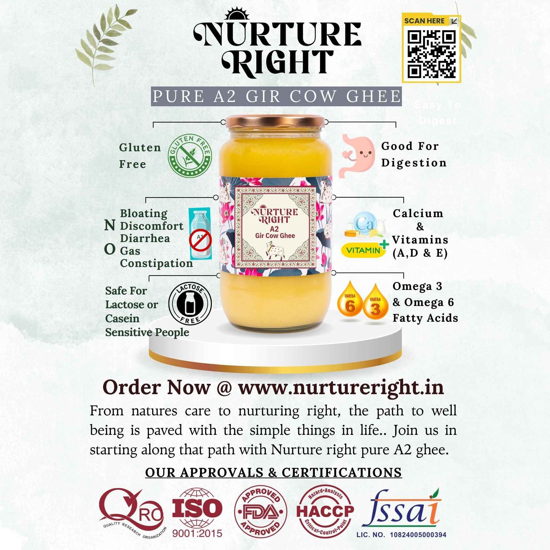 Nurture Right A2 Gir Cow Ghee - Pure and Natural Ghee for Health Benefits